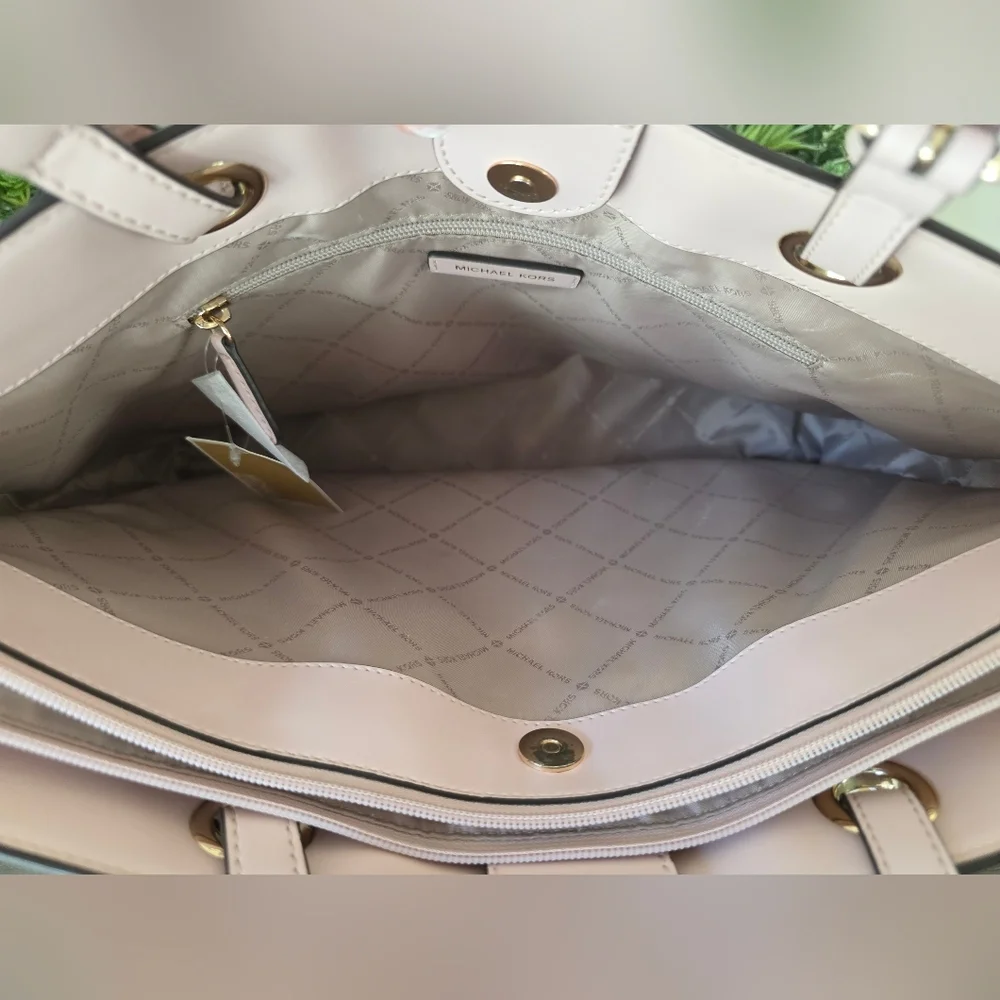 Michael Kors LG Commuter Tote/Laptop Bag Powder Blush Pink Leather+New MK Charm - Picture 11 of 16